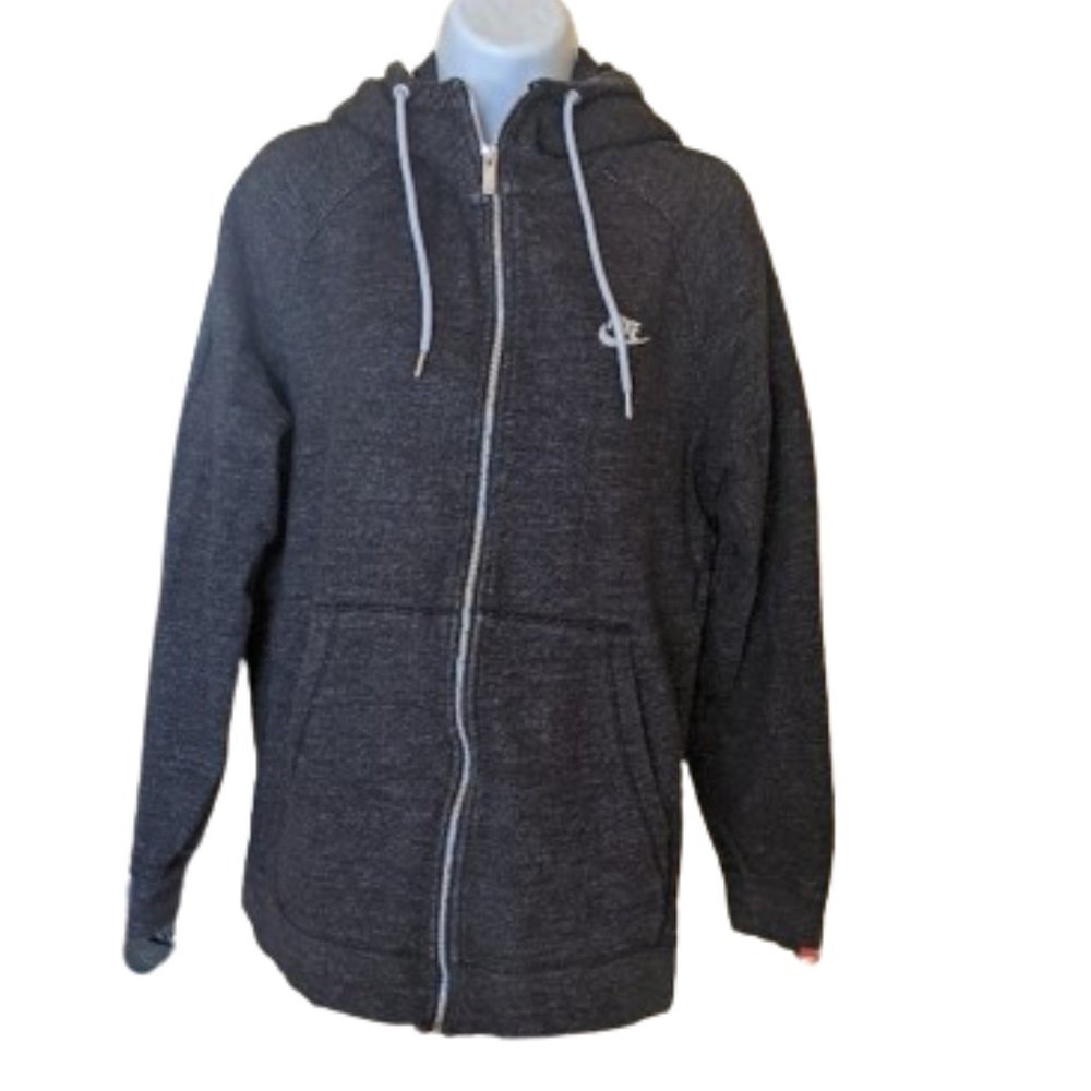 NIKE Hoodie Gray Zip Up Hooded Sweater Jacket Size Large